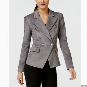 VAKKO 🩶🤍 for INC gray military style suede jacket NWT